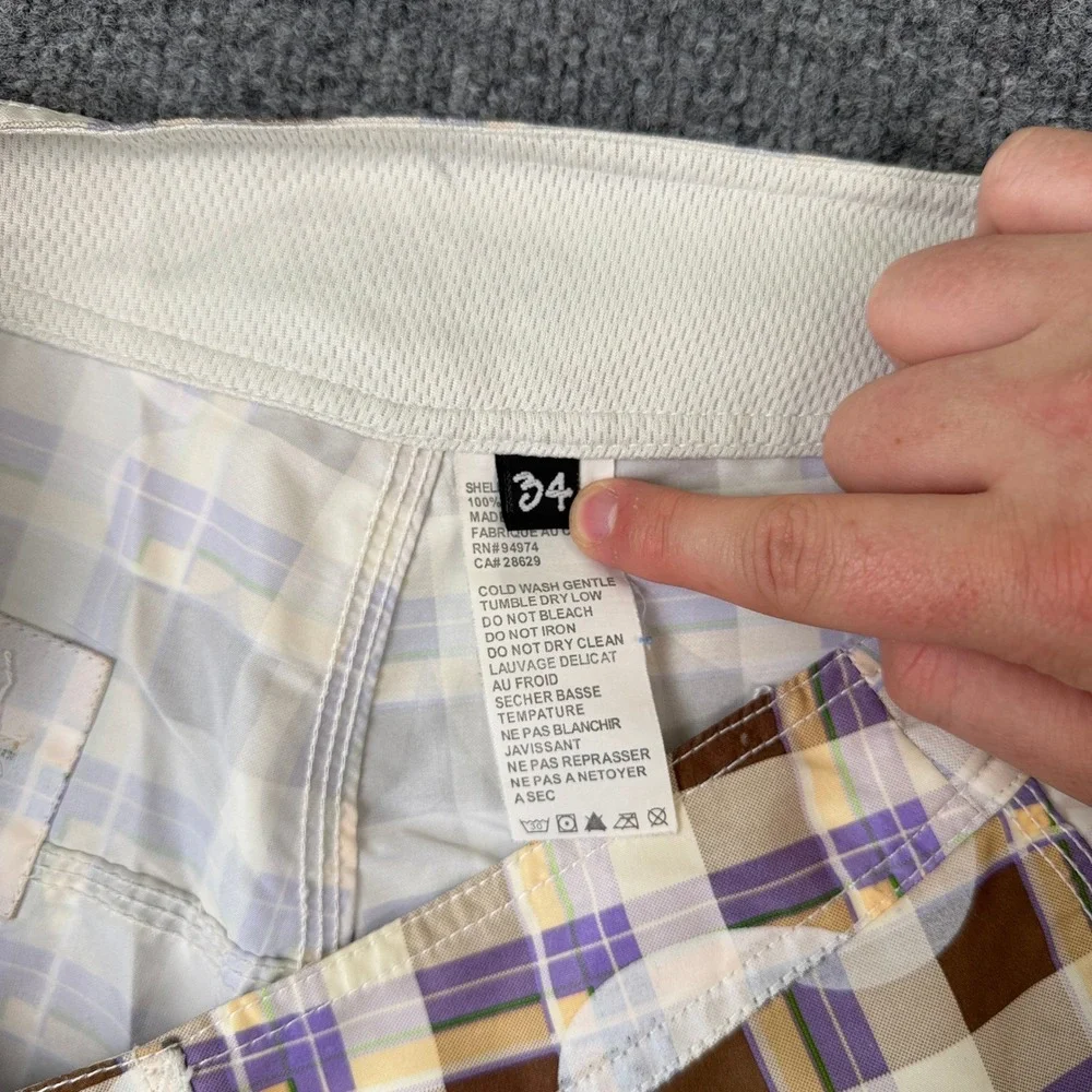 Vintage Stussy Board Shorts Mens 34 Plaid Floral Cargo Baggy Beach Swim Trunks